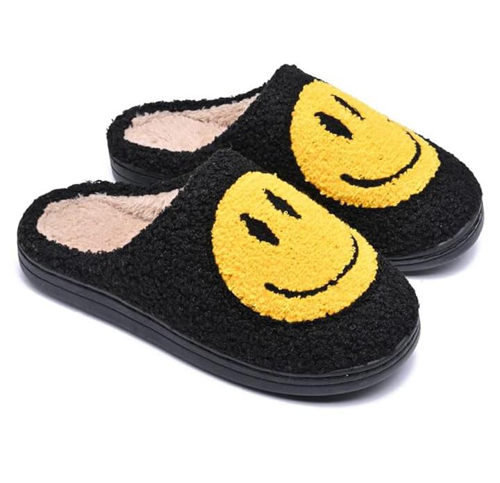 Womens Cotton Slippers Smiling Face Slippers Men Warm Fuzzy -Slip House Shoes Comfortable Cotton Slippers Home Bedroom Shoes Indoor & Outdoor