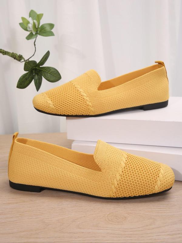 Women's Lightweight Breathable Slip on Flats, Casual Comfortable Square Toe Flat Shoes for Daily Wear, Lightweight Breathable Shoes for All Seasons