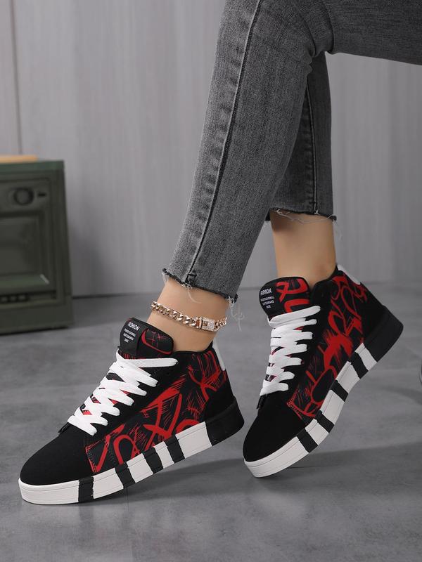 Fashionable Letter Pattern High Top Sneakers, Casual Comfortable Sports Shoes for Women, Trendy All-match Skate Shoes for Daily Wear