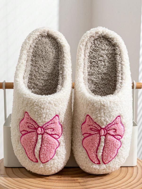 Pink Cute Bow Slip-On Slippers For Women’s  Indoor Casual Home Wear winter slipper woman slipper warm slipper Women's Fuzzy Women's Soft.  woman gift