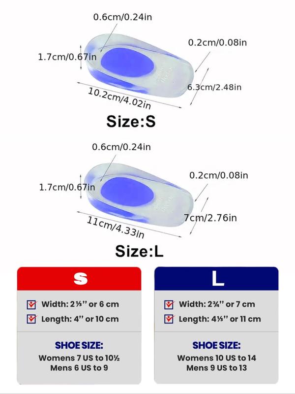 Unisex Silicone Shoes Insert Pads, 2pcs set Comfort Soft Shockproof Heel Insoles for Pain Relief, Footwear Accessories for Foot Care for Daily Use