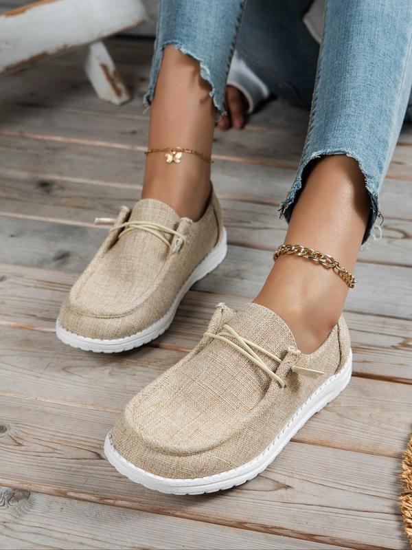 Women's Simple Lace Up Low Top Loafers, Casual Comfortable Breathable Flat Shoes As Girlfriend Gifts, Fashion Summer 2024 Walking Shoes for Back To School, Fall Outfits, Fall Freshness Fall Fall Outfits