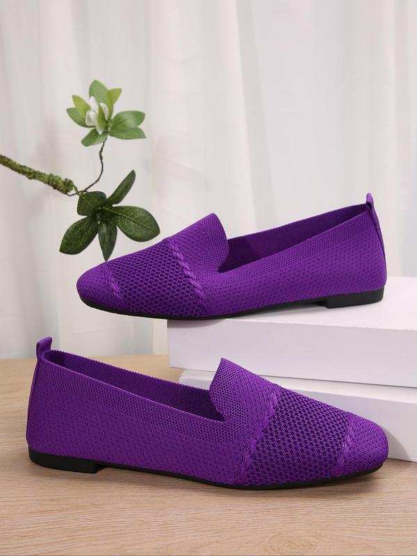 Women's Lightweight Breathable Slip on Flats, Casual Comfortable Square Toe Flat Shoes for Daily Wear, Lightweight Breathable Shoes for All Seasons