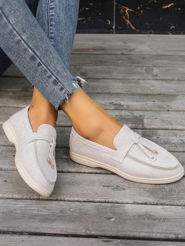 Women's Fashionable Solid Color Knot Design Slip-on Loafers, Elegant Lightweight Flat Loafers for Daily Life, Casual Comfortable Breathable Imitation Suede Shoes