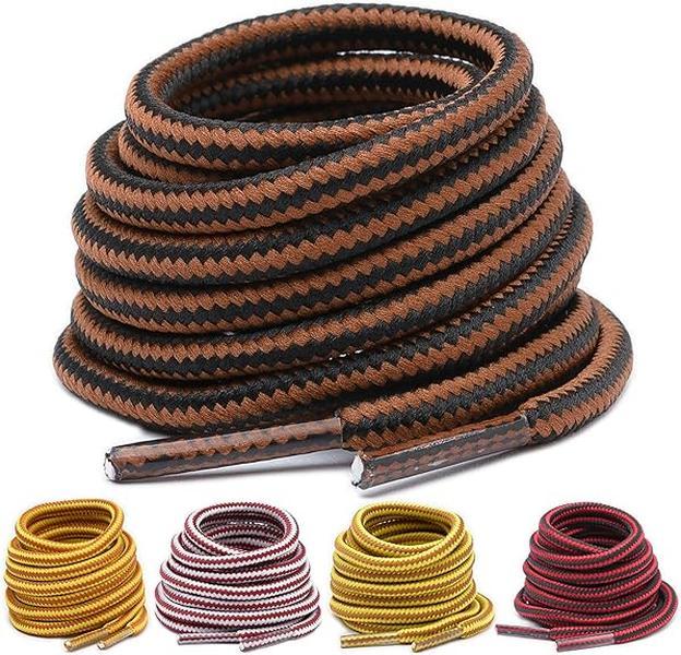 GEN BIGBOTTLE 2 Pairs 55' (140cm) Heavy Duty Work Boot Laces Round Shoe Laces for Athletic Running Hiking Sneakers Shoe Shoelaces Strings