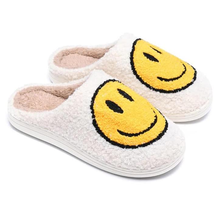 Womens Cotton Slippers Smiling Face Slippers Men Warm Fuzzy -Slip House Shoes Comfortable Cotton Slippers Home Bedroom Shoes Indoor & Outdoor