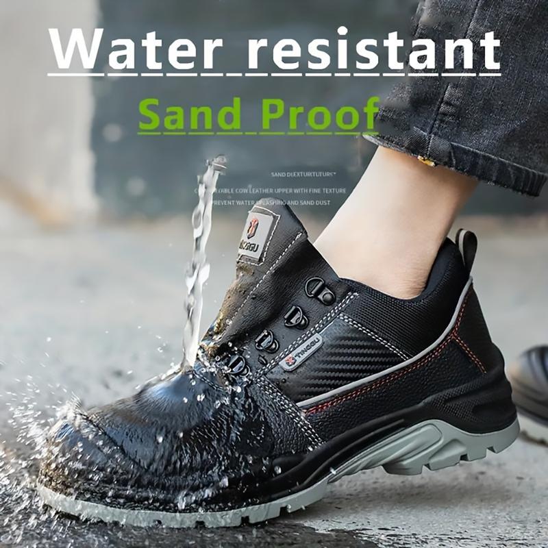 Indestructible Work Boots for Men Steel Toe Safety Boots Water resistant Mens Leather Safety Toe Shoes Mechanic Restaurant Garden Car Driver Steel Toe