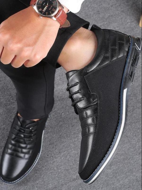 Men's Business Formal Lace Up Dress Sneakers, Fashionable Solid Color Round Toe Flat Shoes for Work Office, Male All-match Commuter Shoes for Daily Wear