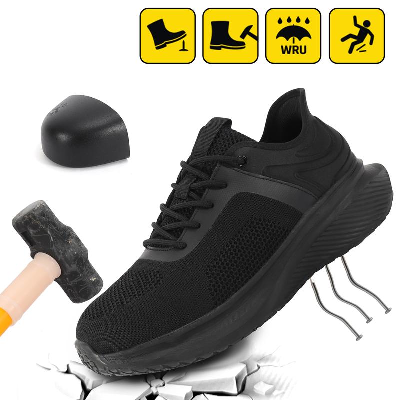 Men's steel toe anti-smash and anti-slip work shoes 2024 new lightweight breathable shoes, Comforable Walking Shoes