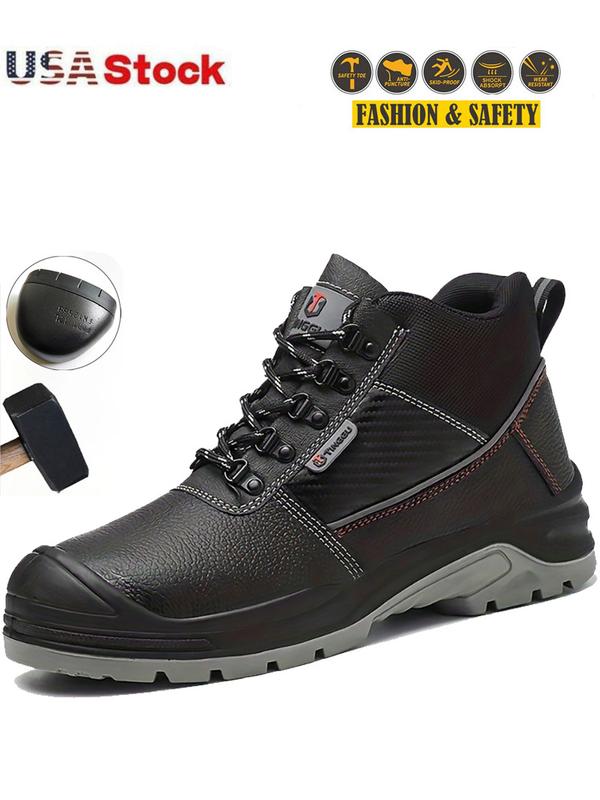 Indestructible Work Boots for Men Steel Toe Safety Boots Water resistant Mens Leather Safety Toe Shoes Mechanic Restaurant Garden Car Driver Steel Toe