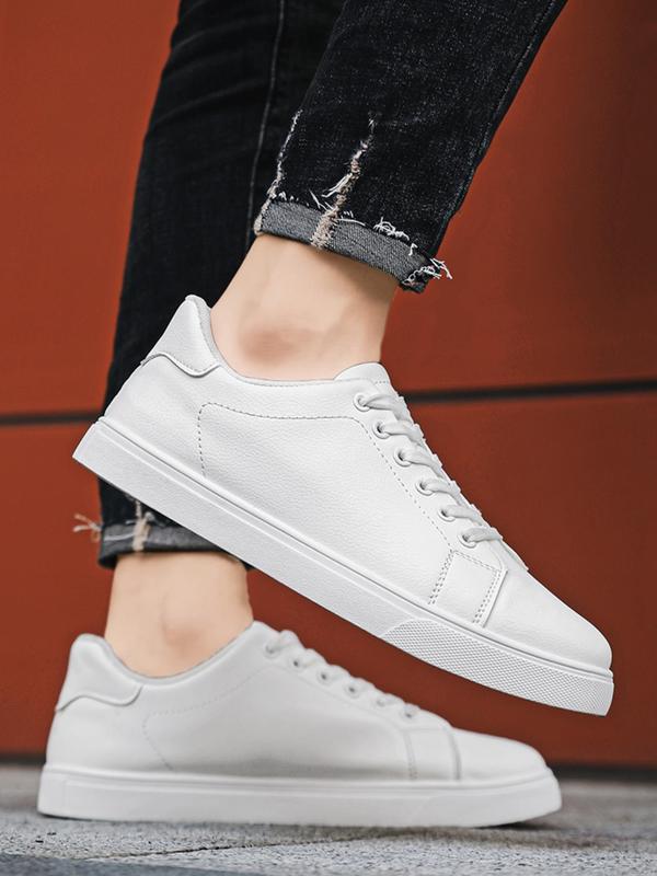 Men's Plain Lace up Low Top Sneakers, Casual Outdoor Sports Shoes, Trendy All-match Skate Shoes for Daily Wear, Trainer Walking Shoes