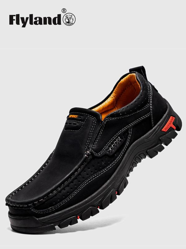 Men's Letter Detail Design Round Toe Slip-on Loafers, Casual Comfortable Shoes for Daily Wear, Breathable Comfortable Shoes for All Seasons