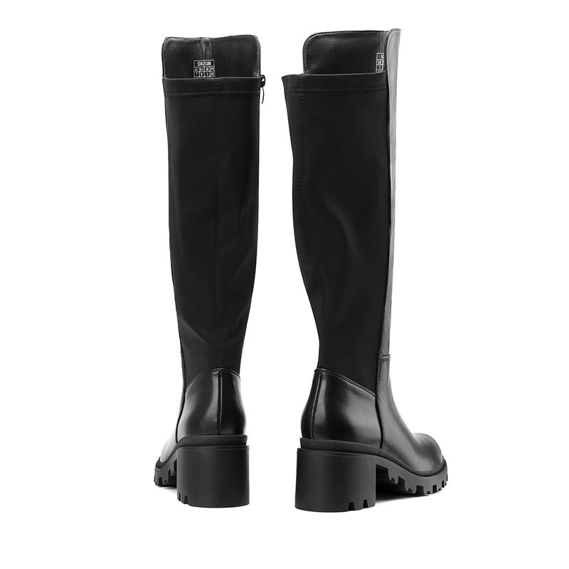 Dream Pairs Women's Vegan Leather Chunky Stretch Knee-High Boots