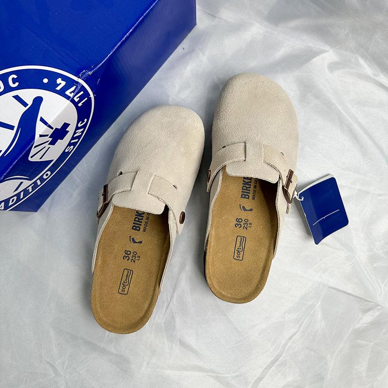 Birkenstock Closed-Toe Half Slippers, BK Slip-on Casual Loafers for Effortless Style, Classic Comfortable Casual Style Slippers