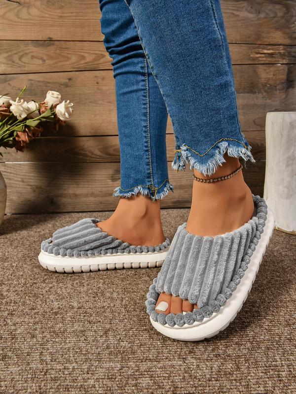 Women's Textured Design Slippers, Casual Soft Comfortable Home Slippers, Non-slip Thick Sole Indoor Slippers for Daily Wear