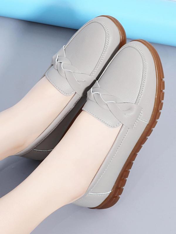 Women's Solid Color Criss Cross Design  Slip on Flats, Casual Comfortable Round Toe Flat Shoes, Female All-match Shoes for Daily Wear