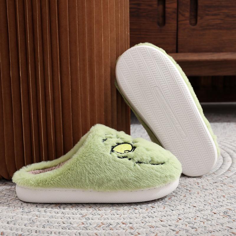 Unisex Cute Green Monster Design Soft Plush  Casual Comfortable Home Slipers Shoes For Fall Winter,Christmas Indoor or Outdoor winter slipper warm slipper   Boy Flipflop