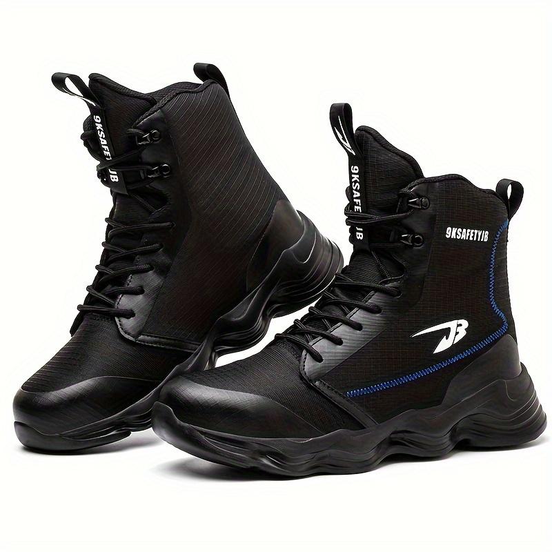 Men's Steel Toe Work Boots Durable, non-slip, breathable sneakers for heavy construction work Padded collar Shock-absorbing sole and strong lacing