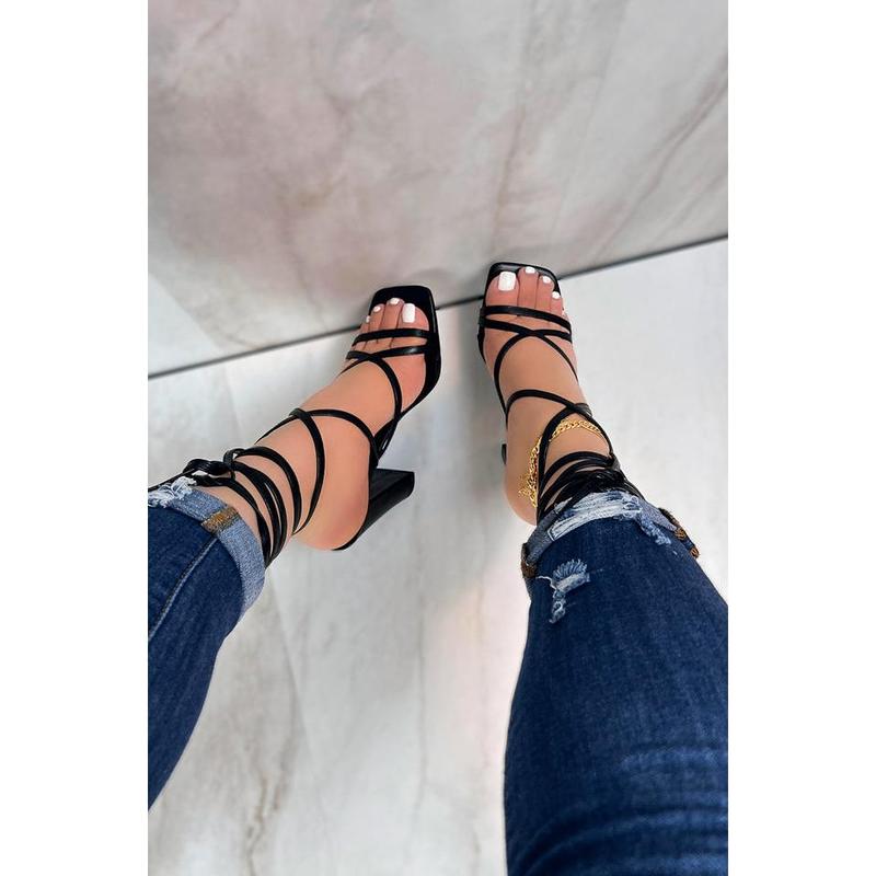 Dakota - Square Toe Lace Up High Heels