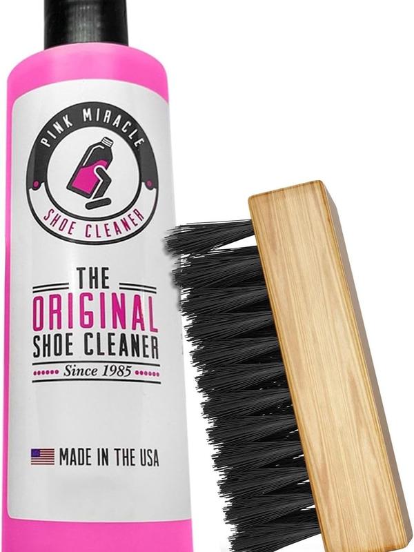 Pink Miracle Shoe Cleaner Kit with Bottle and Brush For Fabric Cleaner For Leather, Whites, Suede and Nubuck Sneakers Footwear Comfort Bedroom