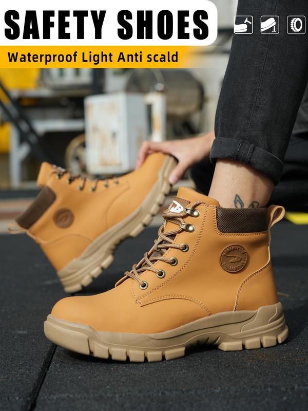 Men's Fashionable Anti-smash and Anti-puncture Safety Boots, Casual Comfortable High Top Shoes for Outdoor Hiking, Fashionable Shoes for Daily Wear