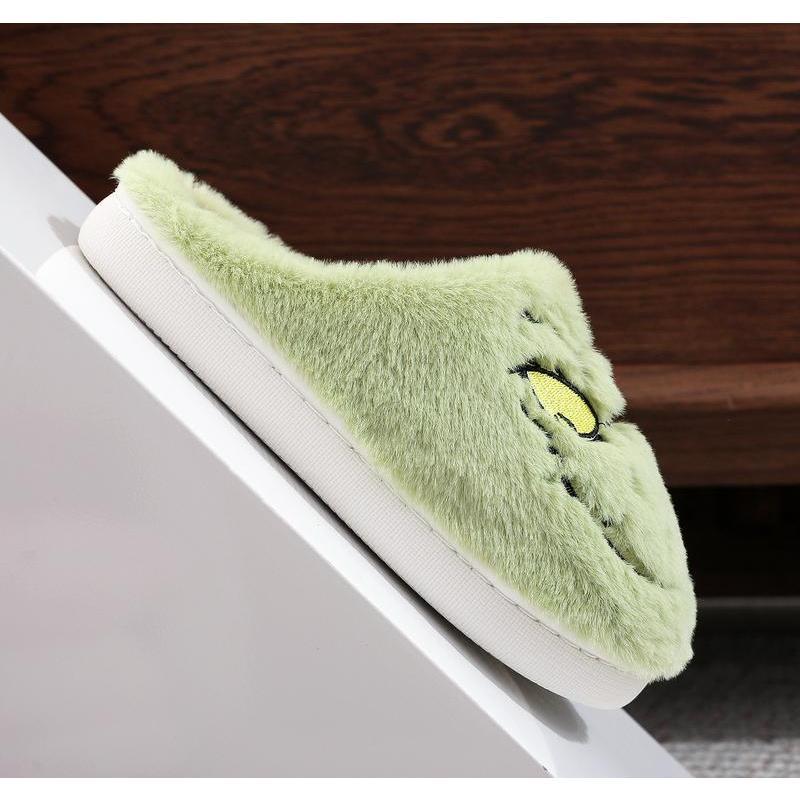 Unisex Cute Green Monster Design Soft Plush  Casual Comfortable Home Slipers Shoes For Fall Winter,Christmas Indoor or Outdoor winter slipper warm slipper   Boy Flipflop