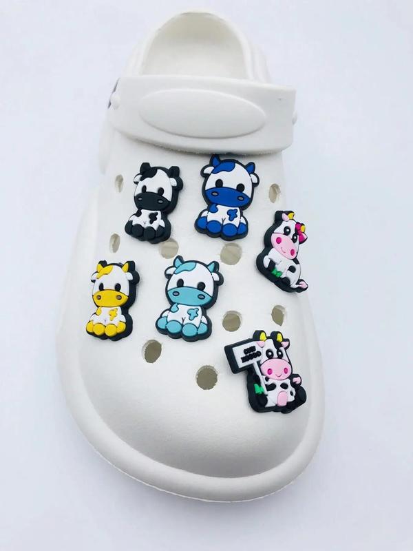 11pcs Cute Cartoon Cow Design Shoe Decoration Accessories, Fashionable Novelty Shoes Decorations for Clogs Design, Dazzling Glamour Trendy Holiday Shoe Accessories for Women & Girls