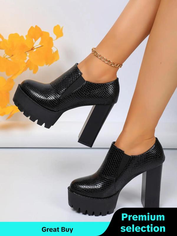 Women's Fashionable Solid Color Ankle Boots, Casual Comfortable Platform Heel Boots for Daily Wear, Female All-match Trend Shoes for Daily Wear