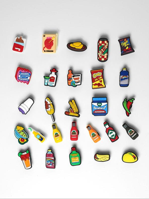 Cartoon Mexican Food Themed Shoe Decoration Charms, Cute Shoe Accessories for Women & Girls, Fashionable Shoes Decoration for Clogs