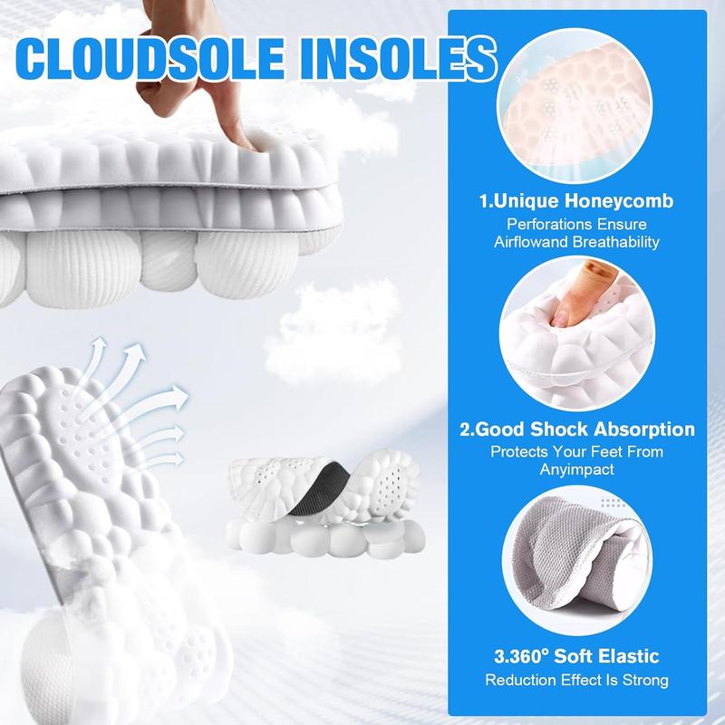 4D Insoles - 4D Cloud Technology Insole - Super Soft, Ultra Comfort Insoles, 4D Sports Shoes Insoles, Acupoint. Footwear Bedroom