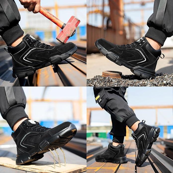 Steel Toe Boots for Men Women  Waterproof Work Boots Lightweight Indestructible Slip Resistant Construction Safety Boots