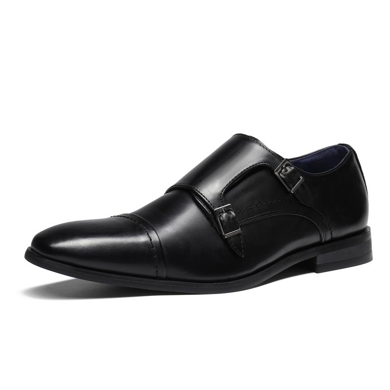 Bruno Marc Men's Sleek Modern Monk Strap Oxfords