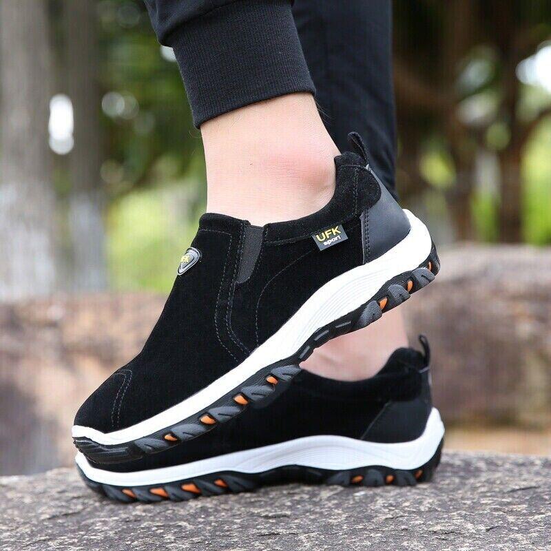 Mens Memory Foam Slip On Wide Fit Casual Walking Gym Sports Trainers Shoes Size