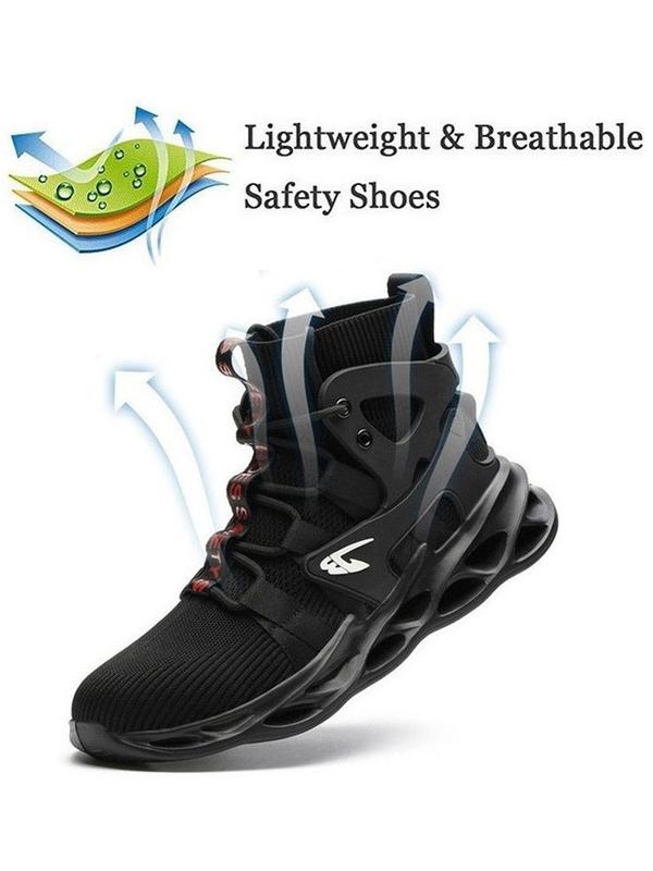 High Top Safety Shoes, Men's Workout Sneakers, Lightweight Steel Toe Shoes, Anti-smashing Steel Heel Work Shoes, Summer Comfort Worker Walking Shoes, Round Toe Footwear for Boy, Fall Outfits, Fall Freshness 2024 Fall Shoes