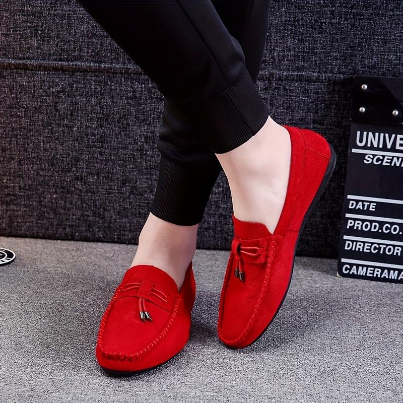 Men's Solid Color Breathable Loafers, Fashion Comfortable and Non-Slip Rubber Sole Casual Leather Shoes, Men's Footwear