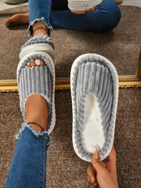 Women's Textured Design Slippers, Casual Soft Comfortable Home Slippers, Non-slip Thick Sole Indoor Slippers for Daily Wear