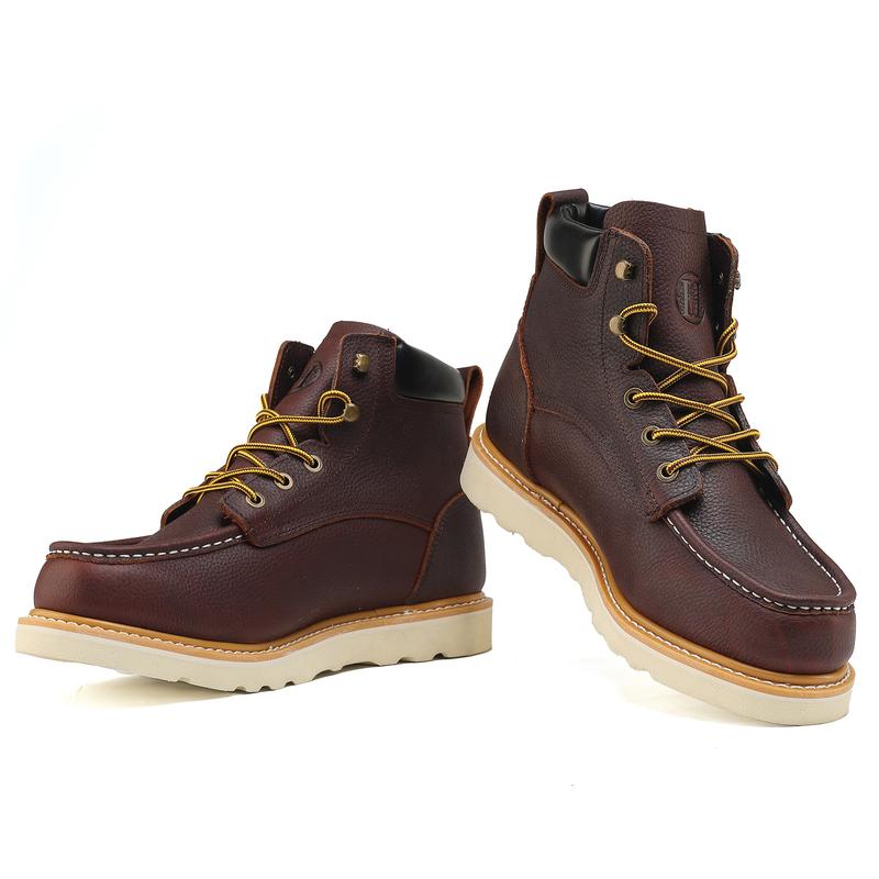 Men's Soft Toe Slip Resistant Leather Water Resistant Moc Toe Work Boots