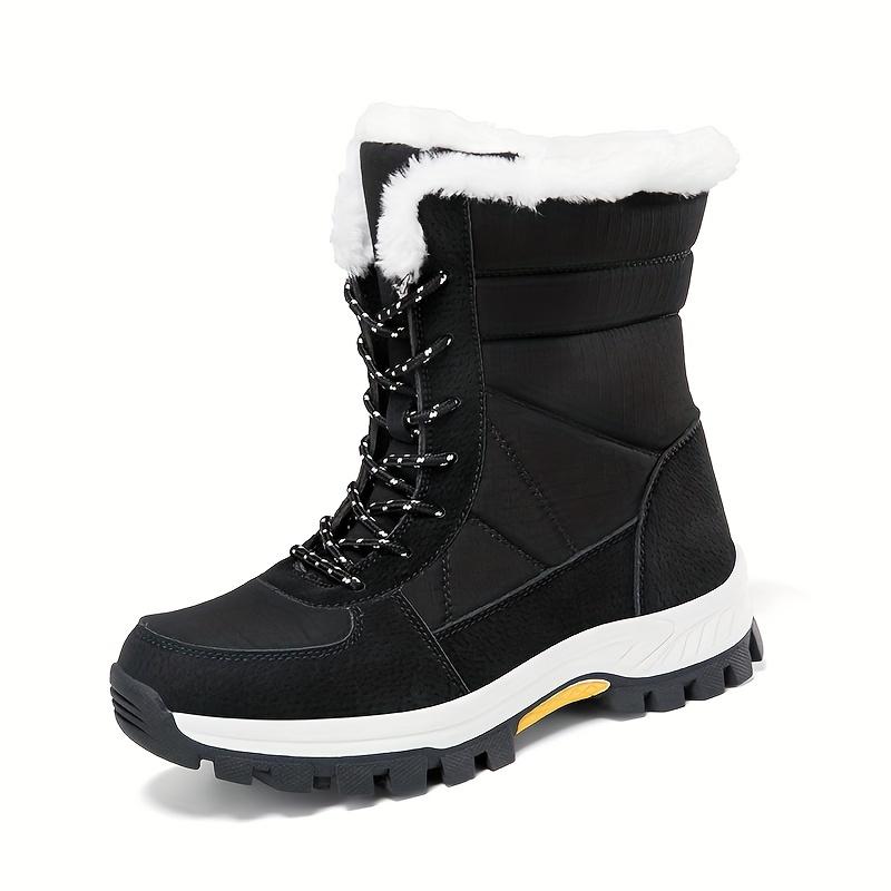 Women's Waterproof Non-slip And Wear-resistant Thickened Snow Boots, Comfortable Soft Soled Winter Warm High Top Hiking Boots Footwear Walking Shoes