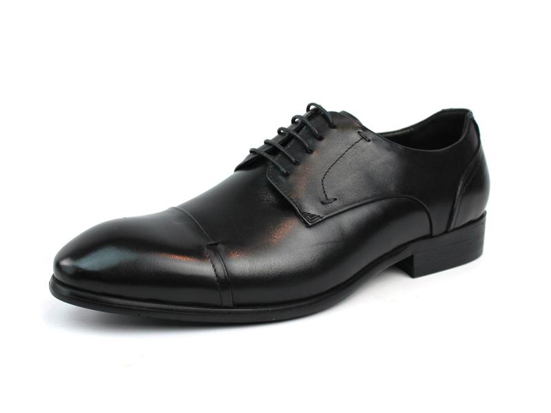 Genuine Leather Exclusive Men's Black Cap Toe Lace Up Formal Dress Shoes London AZARMAN