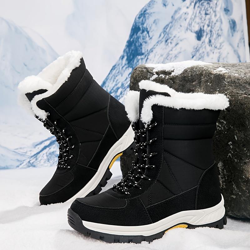 Women's Waterproof Non-slip And Wear-resistant Thickened Snow Boots, Comfortable Soft Soled Winter Warm High Top Hiking Boots Footwear Walking Shoes