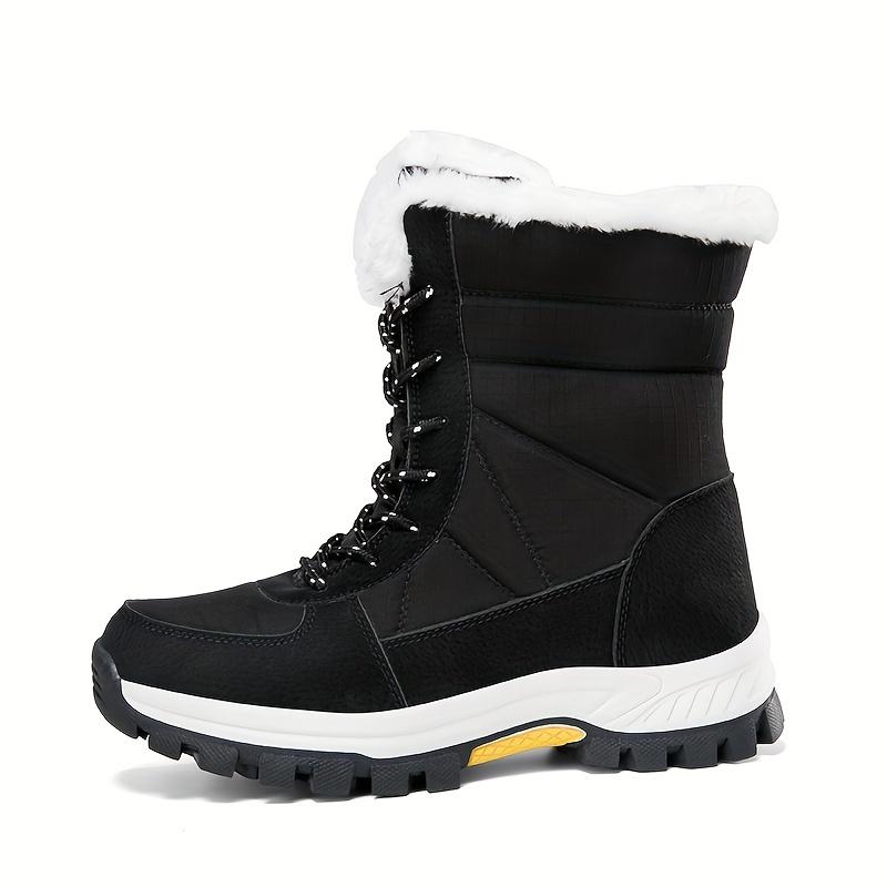 Women's Waterproof Non-slip And Wear-resistant Thickened Snow Boots, Comfortable Soft Soled Winter Warm High Top Hiking Boots Footwear Walking Shoes