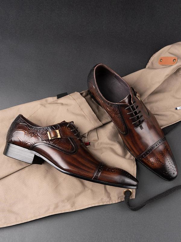 Men's Business Formal Leather Oxfords, Classic Minimalist Pointed Toe Dress Shoes, Fashionable Dress Walking Designer Shoes Footwear for Work Office Outfits for Men