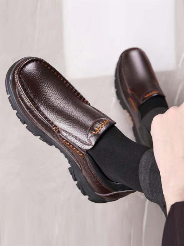 Men's Business Casual Slip on Cowhide Dress Shoes, Fashionable Soft Comfortable  Luxury Men Shoes for Daily Wear, Perfect for Men for Outdoor & Office Wear