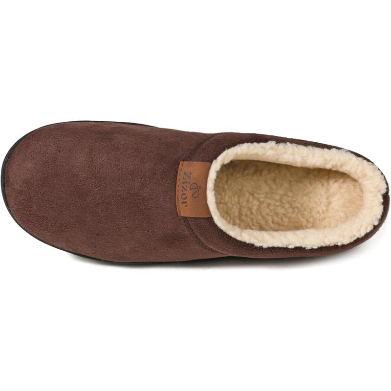 Men's Breathable Suede Fleece Lined Slippers with Memory Foam Indoor Outdoor