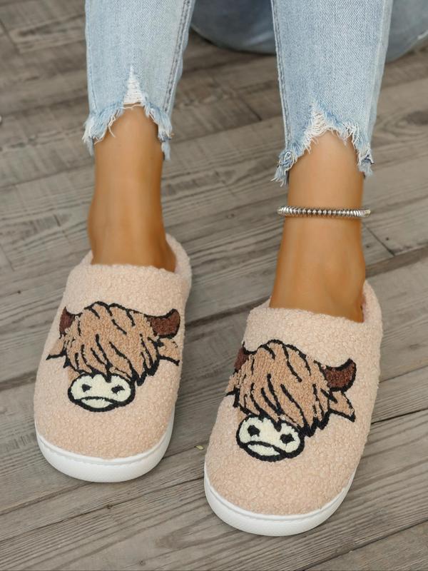 Women's Cute Cartoon Dachshund Design Plush Slippers, Casual Soft Comfortable Home Slippers, Warm Slippers for Indoor & Outdoor Use for Fall & Winter Fluffy Slippers