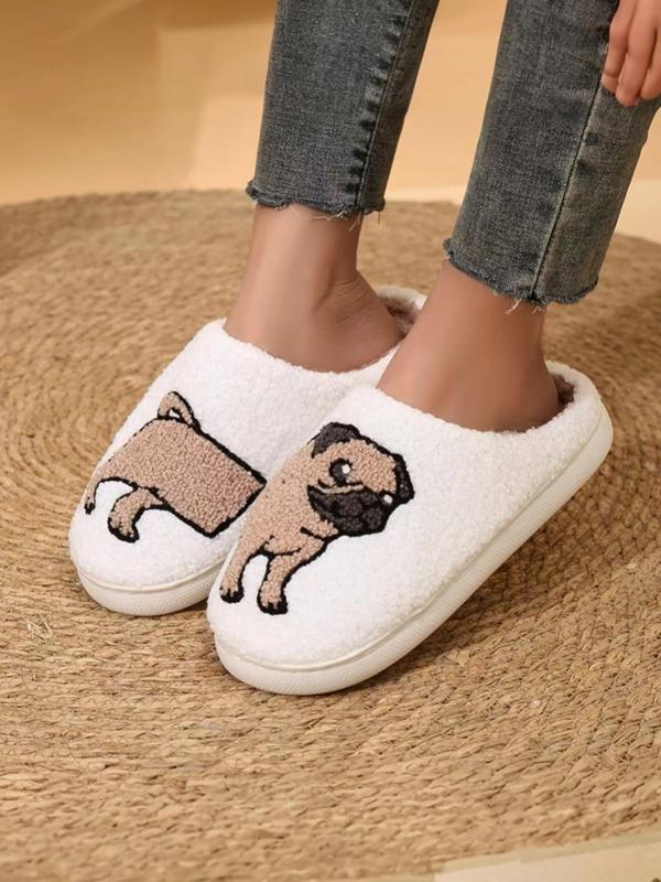 Women's Cute Cartoon Dachshund Design Plush Slippers, Casual Soft Comfortable Home Slippers, Warm Slippers for Indoor & Outdoor Use for Fall & Winter Fluffy Slippers