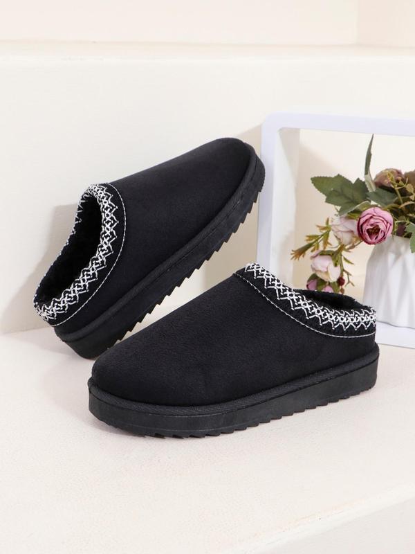 Women's Solid Color Plush Lining Slippers, Casual Soft Comfortable Home Slippers, Warm Slippers for Indoor & Outdoor Use for Fall & Winter Indoor Slippers