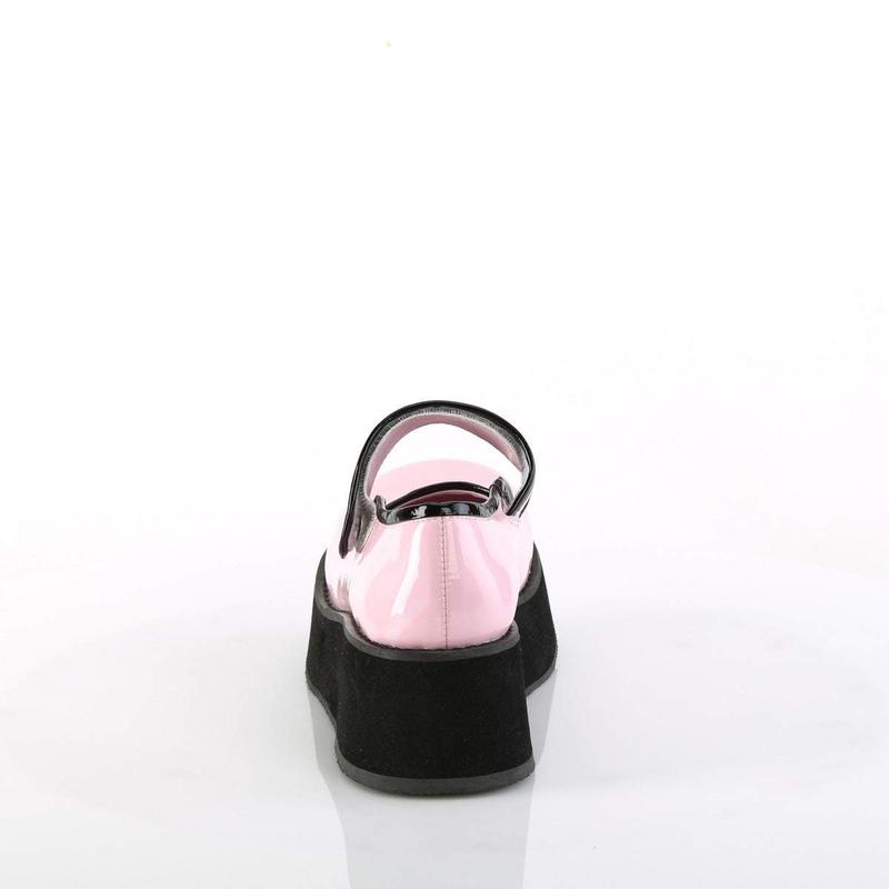 Demonia Sprite-01 Baby Pink Holo Patent Platforms