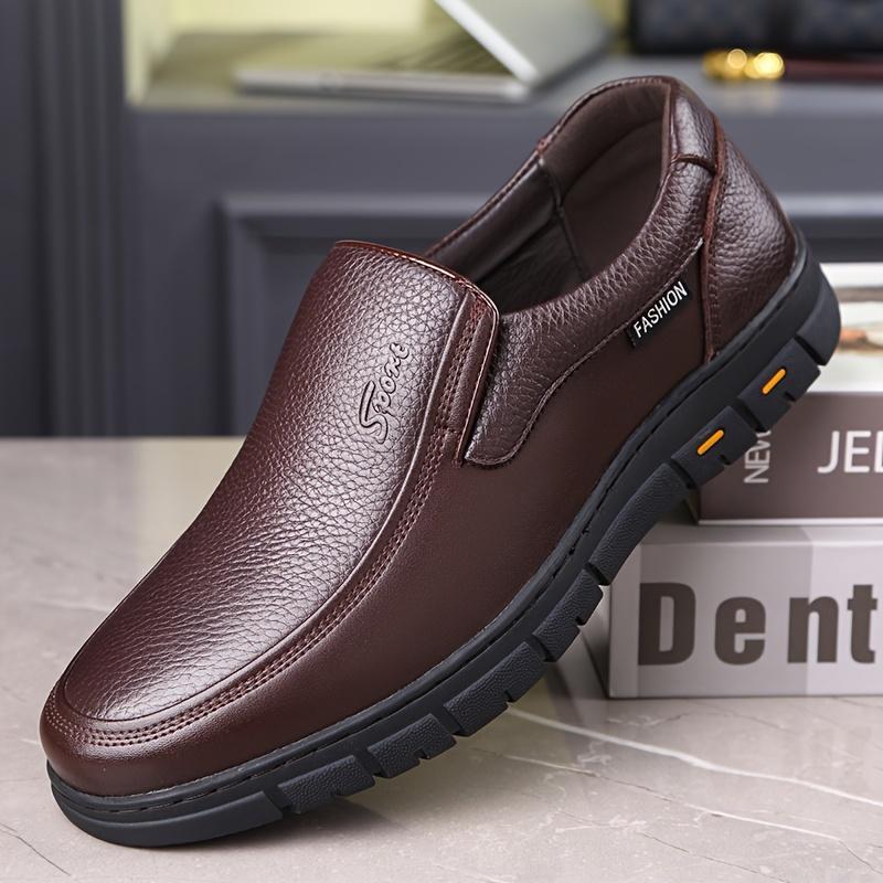 Comfy Top Grain Leather Slip-On Oxfords - Soft, Breathable, Non-Slip Rubber Sole, Men's Dress Shoes for Comfortable Walking - Upper Leather, Classic Style, Easy to Wear comfortable shoes