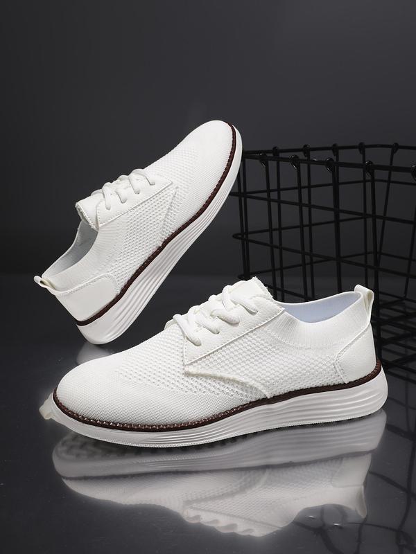 Men's Business Casual Patched Design Lace Up Low Top Sneakers, Designer Shoes, Lightweight Breathable Comfortable Sports Shoes, Male All-match Round Toe Shoes for Daily Wear Fall Outfits Fall Freshness